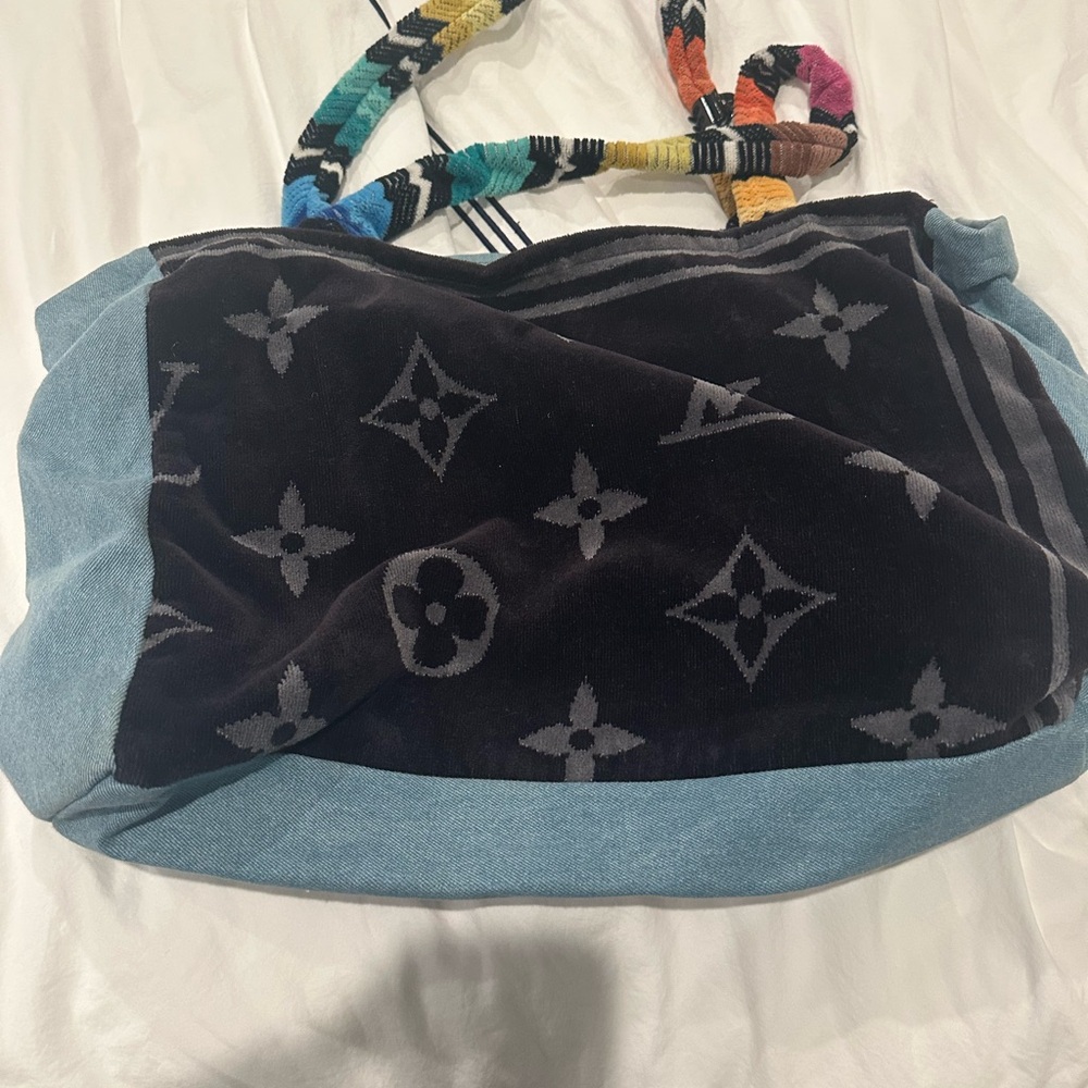 LV towel and denim Black& Blue Women's Bag with Missoni handles (towel fabric)